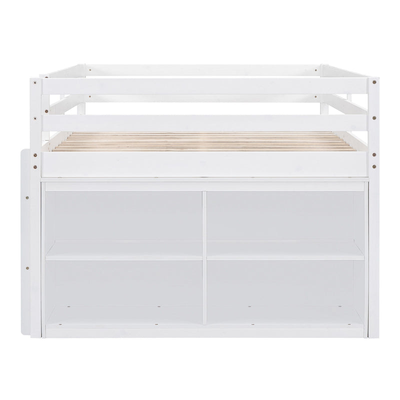 Loft Bed With Retractable Writing Desk And 4 Drawers, With Lateral Portable Desk And Shelves