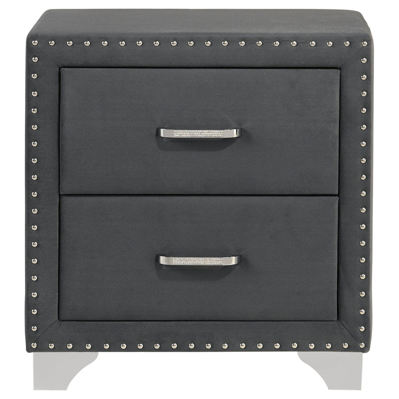 Upholstered 2 Drawer Nightstand With Accents