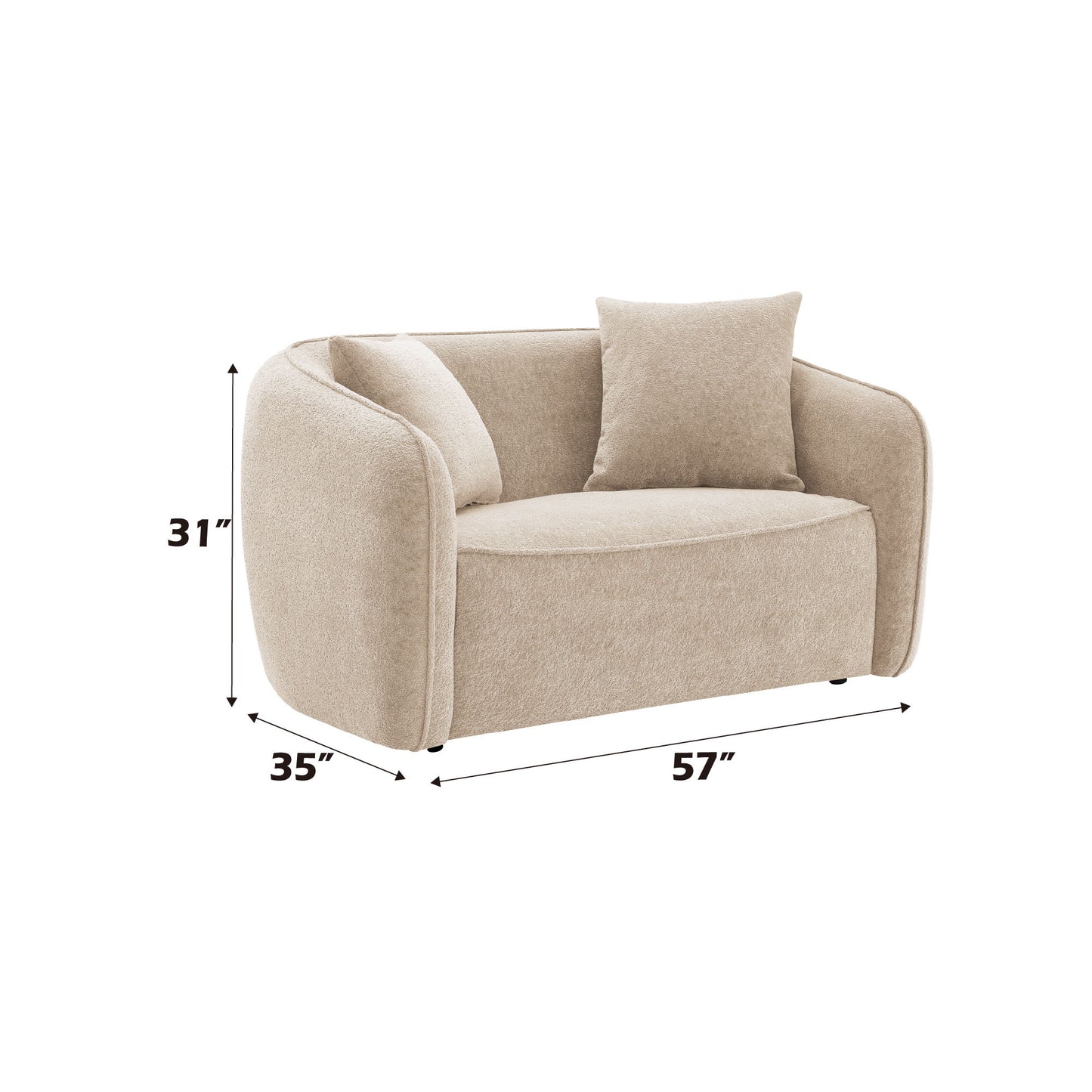 Keith - Loveseat With 2 Matching Color Toss Pillows