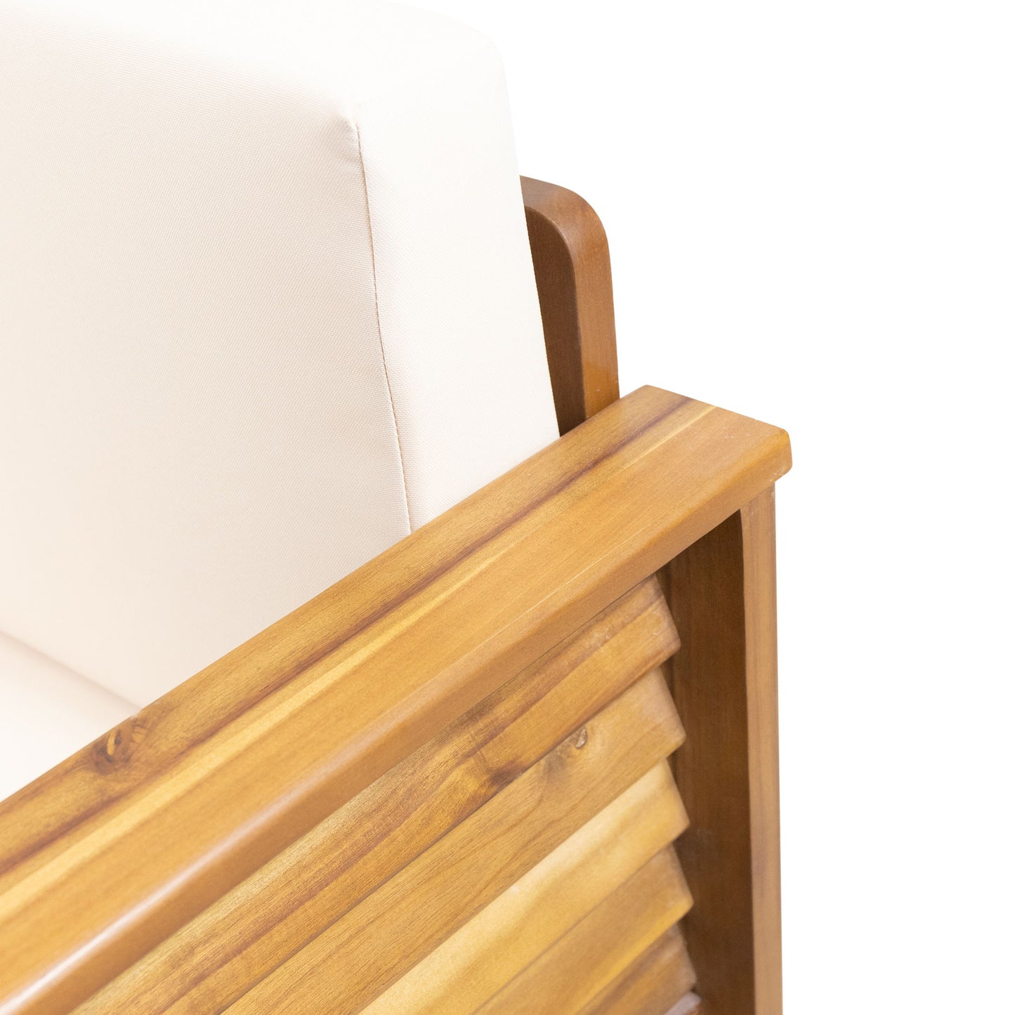 Acacia Wood Loveseat And Coffee Table Set With Cushions