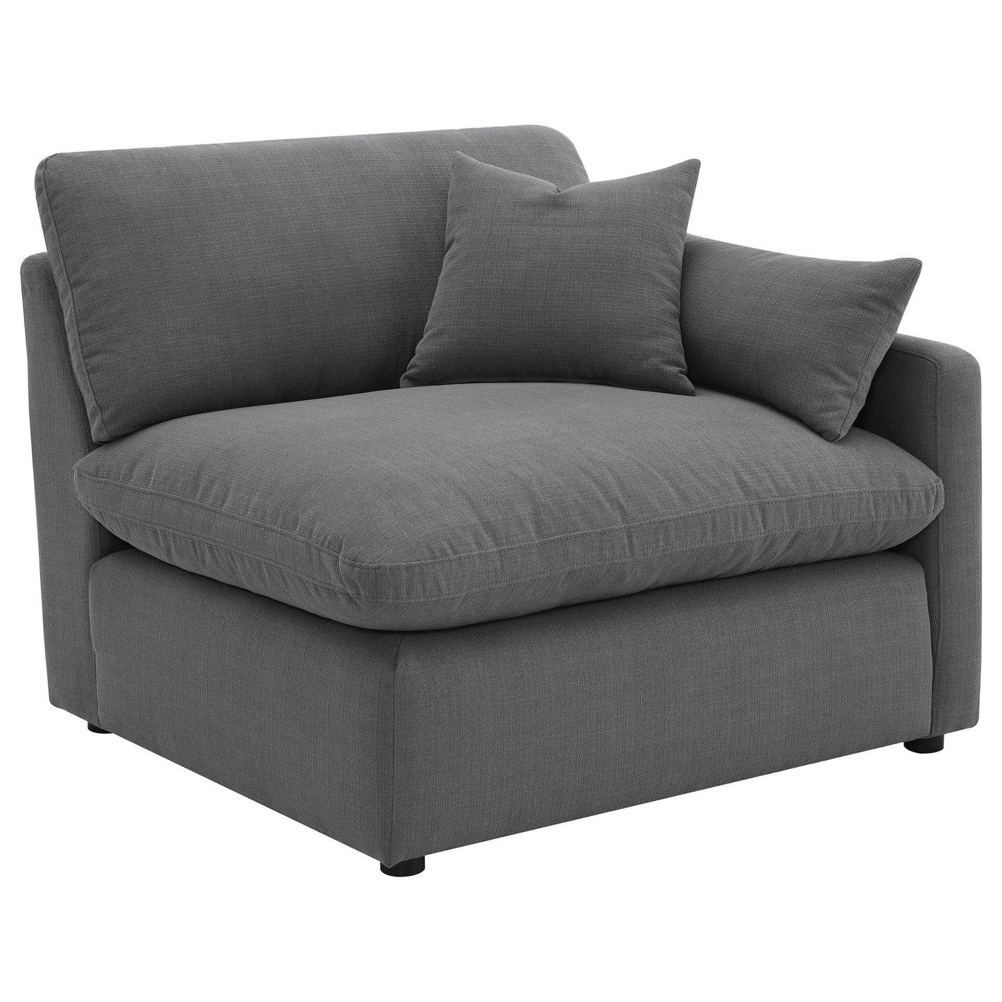 6 Piece Upholstered Modular Sectional Sofa With Reversible Cushions And Ottoman - Charcoal