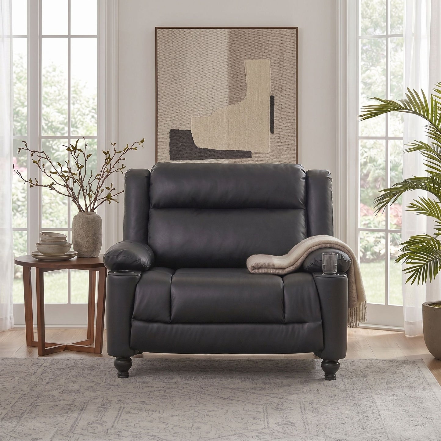 Tufted Design Wide Manual Recliner Chair