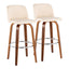 Toriano - Mid Century Modern Fixed Height, Barstool With Swivel With Round Footrest (Set of 2)