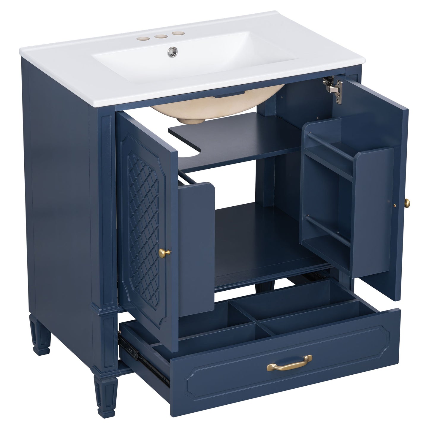 Bathroom Vanity With Sink, Soft Closing Door, Multi Functional Storage