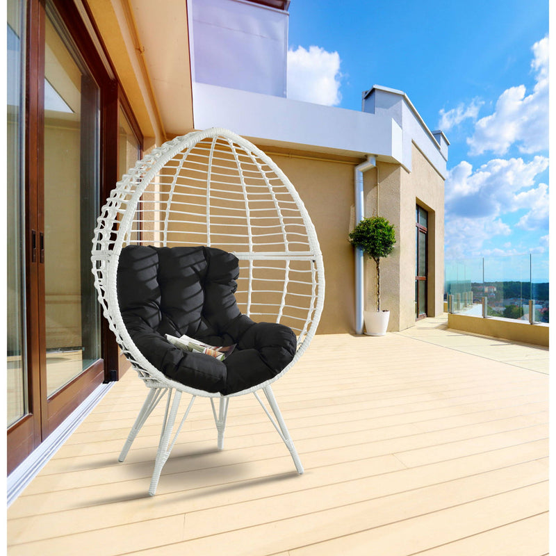 Galzed - Tumbona para patio - Negro / Blanco