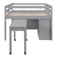 Loft Bed With Retractable Writing Desk And 4 Drawers, With Lateral Portable Desk And Shelves