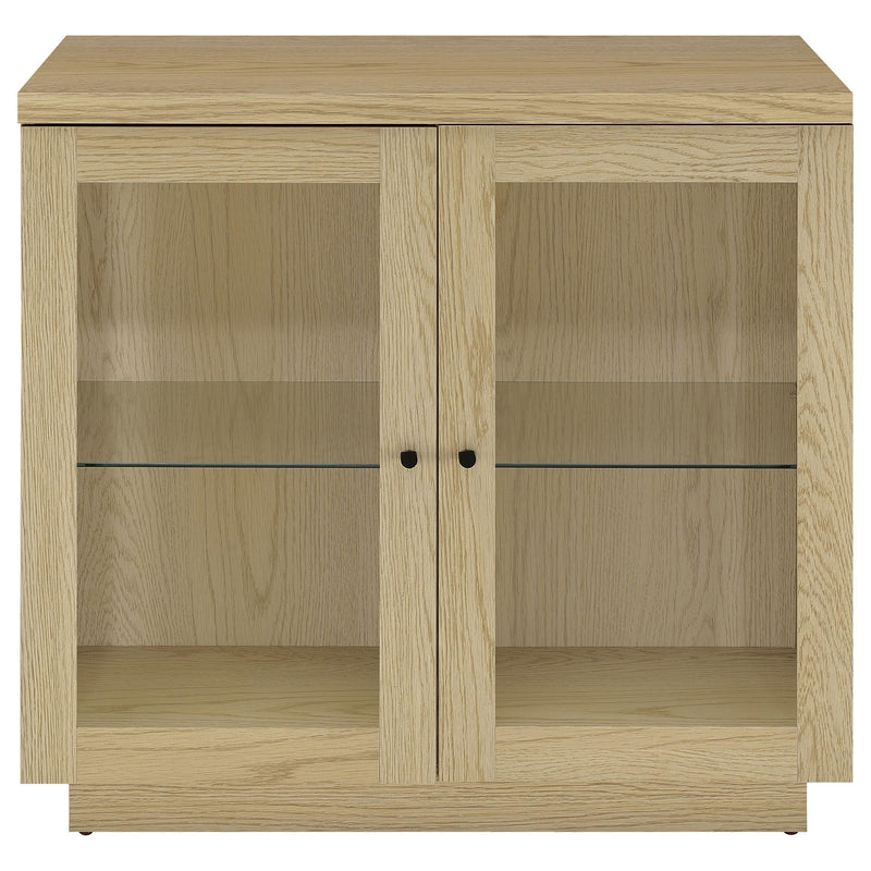 Metro - 2 Door Display Cabinet With Adjustable Shelves - Light Oak