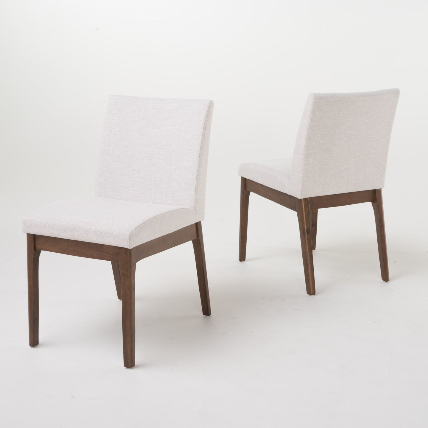 5 Piece Dining Set With Table And Upholstered Chairs - Light Beige / Walnut