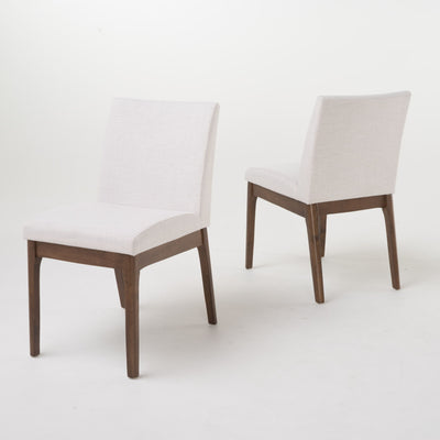 5 Piece Dining Set With Table And Upholstered Chairs - Light Beige / Walnut