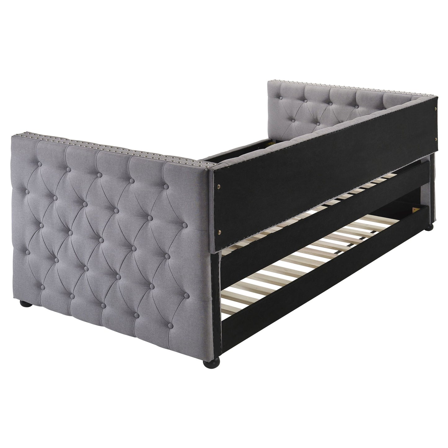 Cross - Upholstered Twin Daybed With Trundle - Gray
