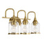 3 Lights Brush Vanity Light - Clear / Gold