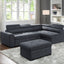 Haris - Sleeper Sofa Sectional With Adjustable Headrest And Storage Ottoman - Dark Gray