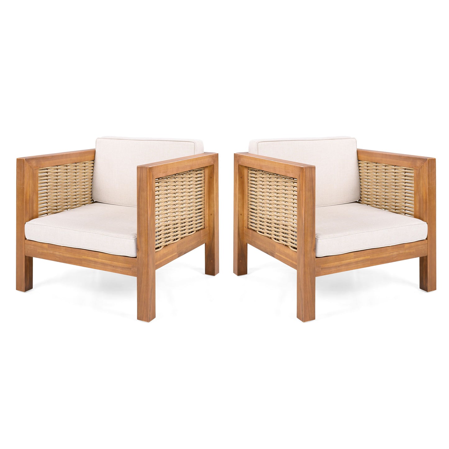 Outdoor Club Chair With Wicker Armrest