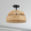 Twinkle - Double Lights Semi Flush With Shade - Black / Rattan
