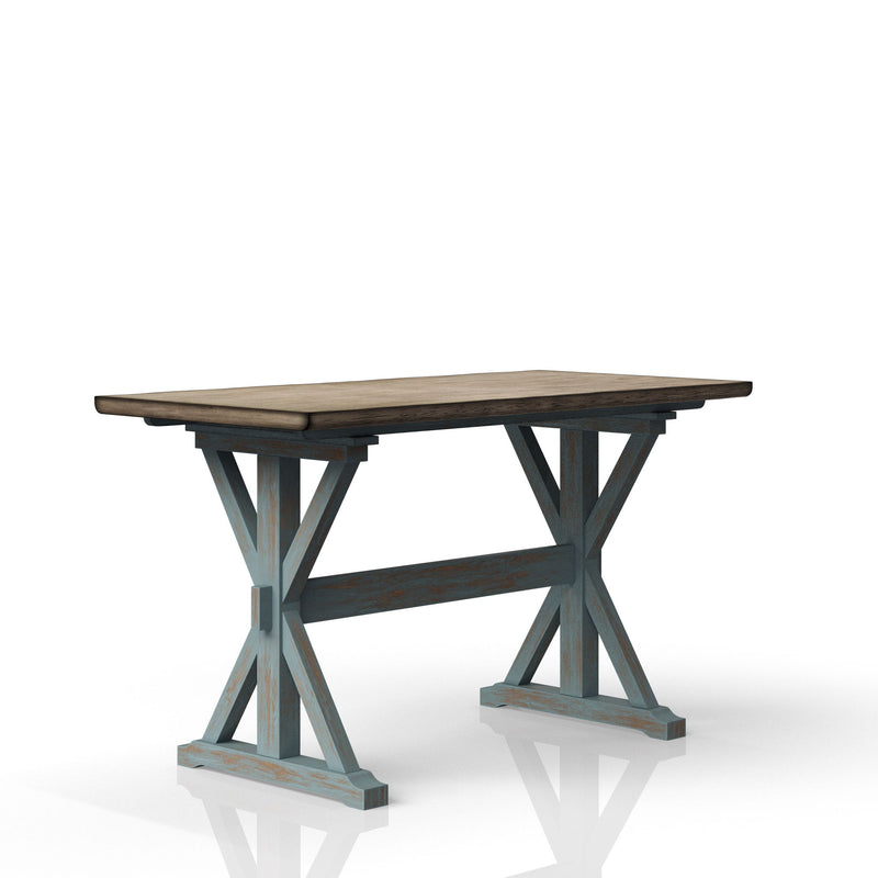 Mesa de comedor de altura de mostrador con base en X - Azul agua