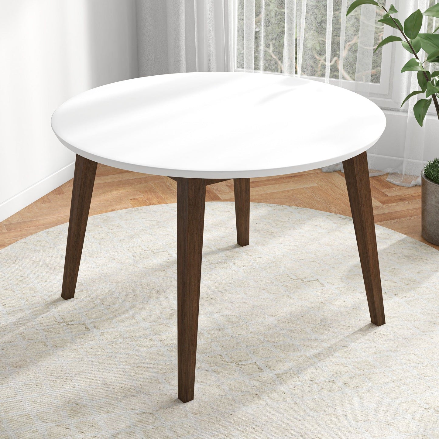 Dining Table - Brown / White