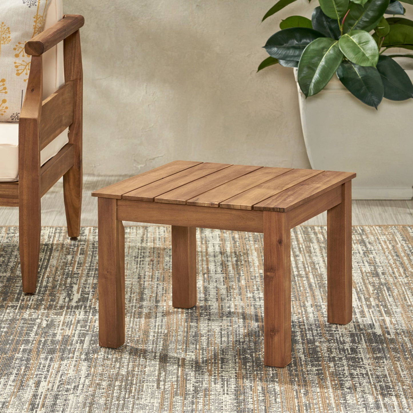 Halcyon - Outdoor Side Table With Slat Design