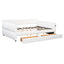 Queen Upholstered Platform Bed With USB Charging And 2 Storage Drawers - White