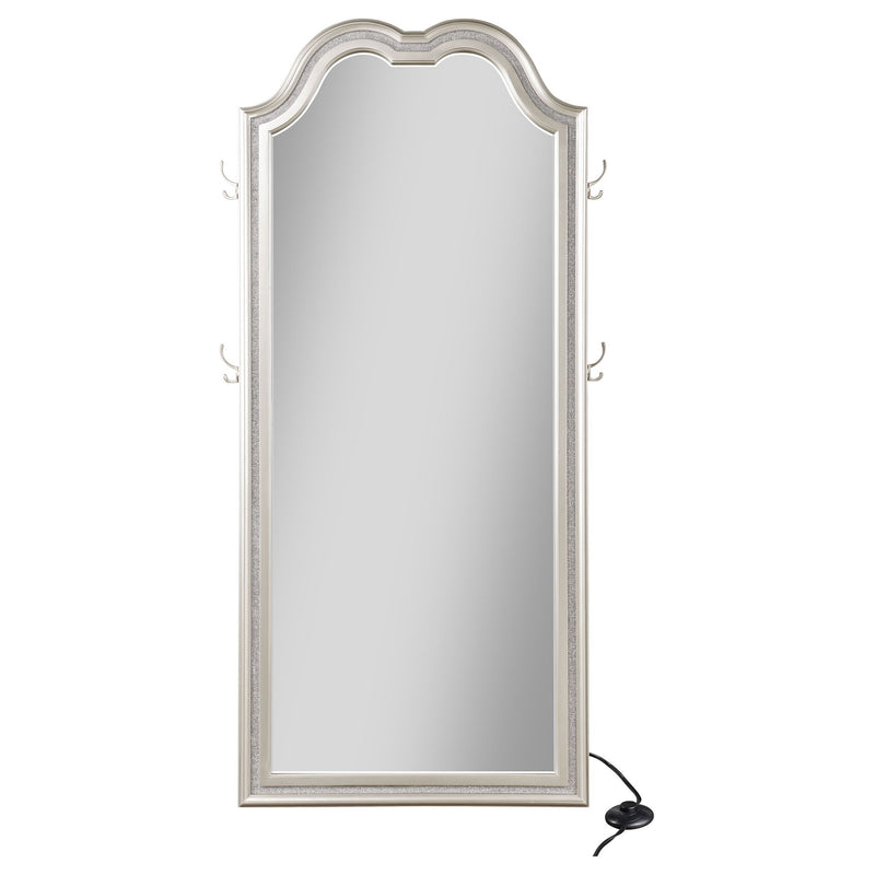 Colwood - Full Floor Mirror With LED Lighting And Storage Hooks - Silver