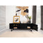Manaya - 2 Door Stand With Open Shelving And Hidden Storage - Charcoal Black
