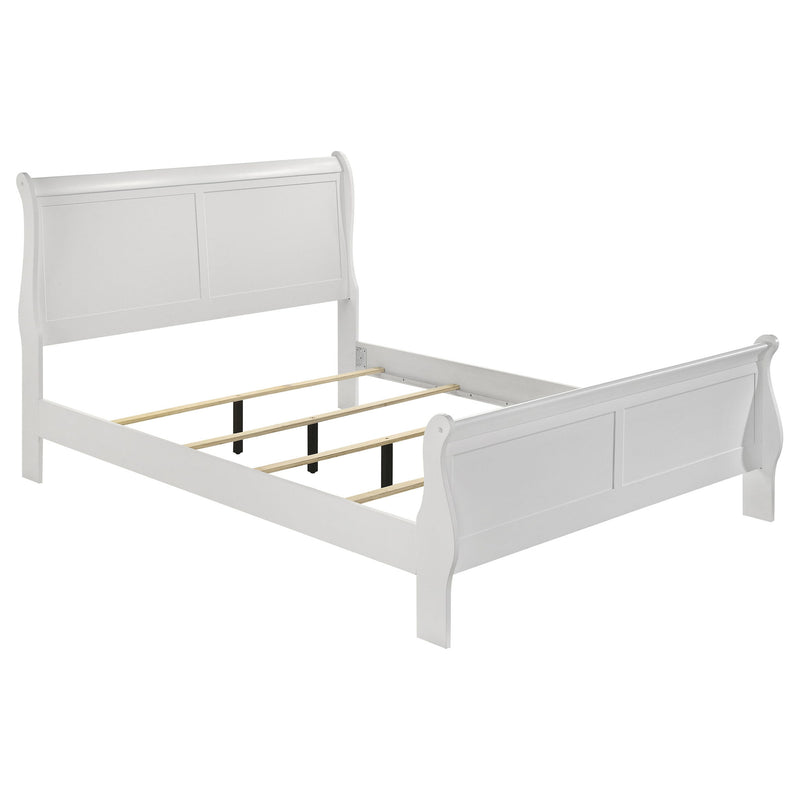 Mckee - Juego de dormitorio de 4 piezas tamaño Queen, incluye cama, mesita de noche, cómoda y espejo - Blanco