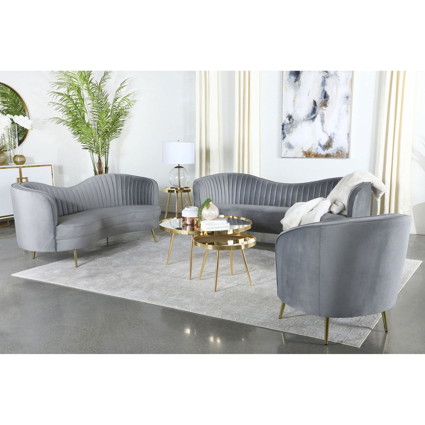 Reigha - Loveseat With Channel Tufted - Gray