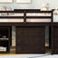 Loft Low Study Bed With Cabinet, Shelves And Rolling Portable Desk, Multiple Functions