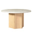 Qwin - Marble Top Round Dining Table - Natural