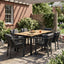 7 Piece Outdoor Dining Set With Table And 6 Chairs - Black / Teak / Gray
