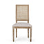 French Country Dining Chair With Rectangular Cane Backrest And Smooth Upholstered Seating
