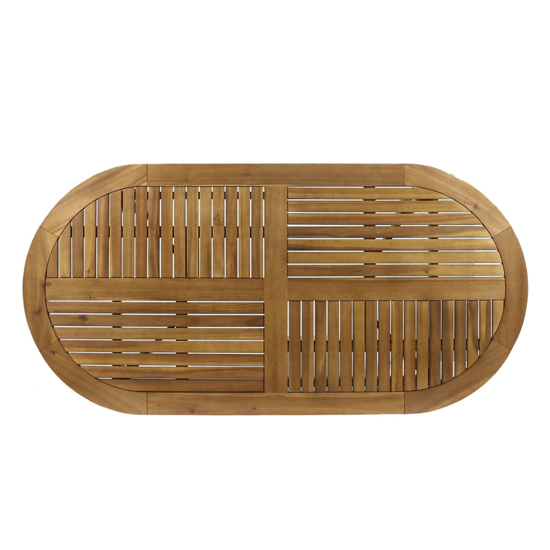 Outdoor Table With Smooth Lines, Slat Top - Teak