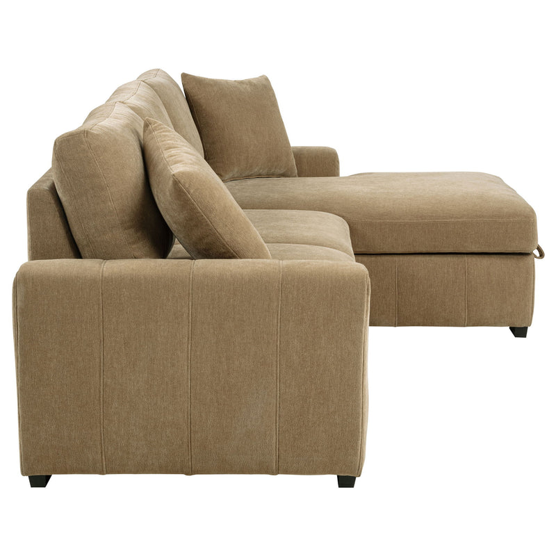 Logan - Sleeper Sectional Sofa With Right Arm Chaise - Camel