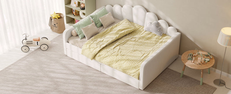 Shell Shaped Upholstered Daybed Frame With Slats
