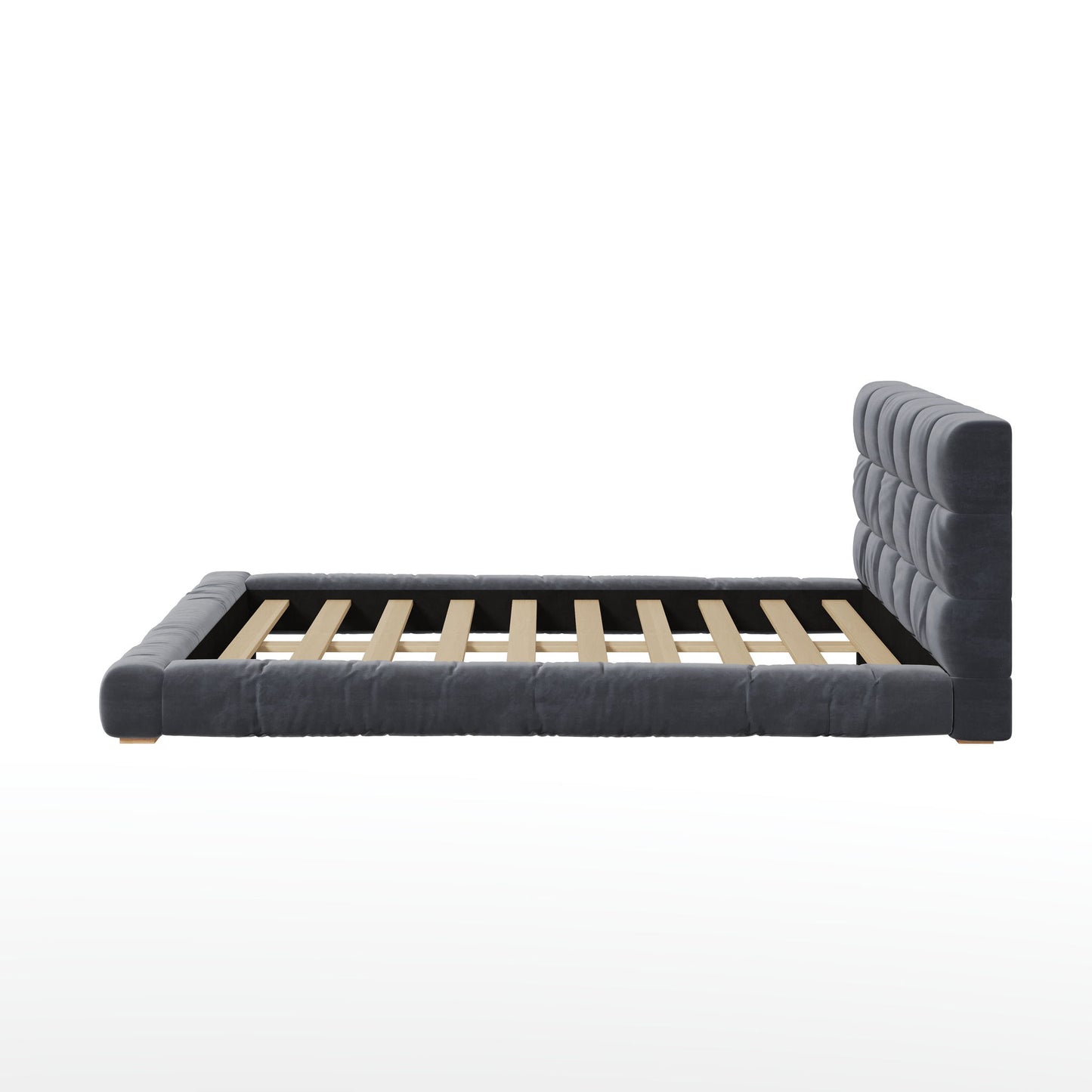 Upholstered Platform Bed Frame With Tufted Headboard