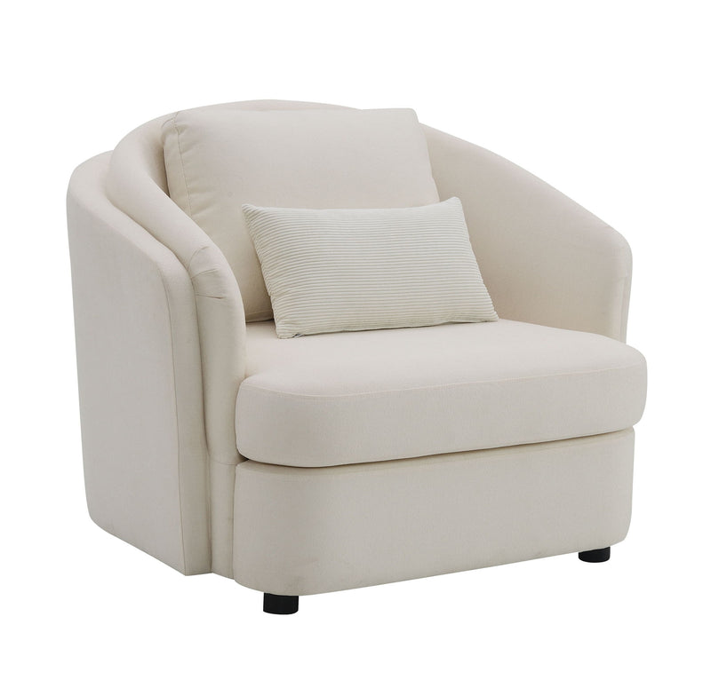 Mariko - Silla de lino con 1 cojín decorativo - Beige