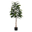 52" Tall, Artificial Plant, Rubber Tree, Indoor, Faux, Fake, Floor, Greenery, Potted, Real Touch, Decorative - Green / Black