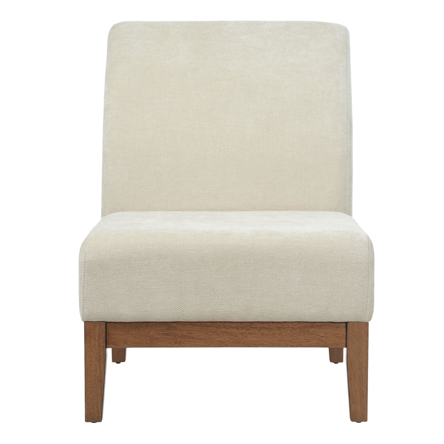 Upholstered Accent Chair - Beige / Walnut