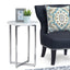 Marsden - Side Table With Polished Base - White / Silver