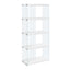 Bookshelf, Bookcase, Etagere, 5 Tier, Glossy Clear Tempered Glass - White