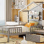 House Bed With Upholstered Sofa, Wireless Charging Station, Shelves And 2 Drawers