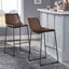 Barstool With Upholstery And Foot Rail - Vintage Brown
