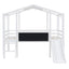 Loft House Bed With Ladder And Slide, With board And Light Strip On The Roof