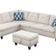 Alger - Wide Left Hand Facing Sofa & Chaise With Ottoman - Beige