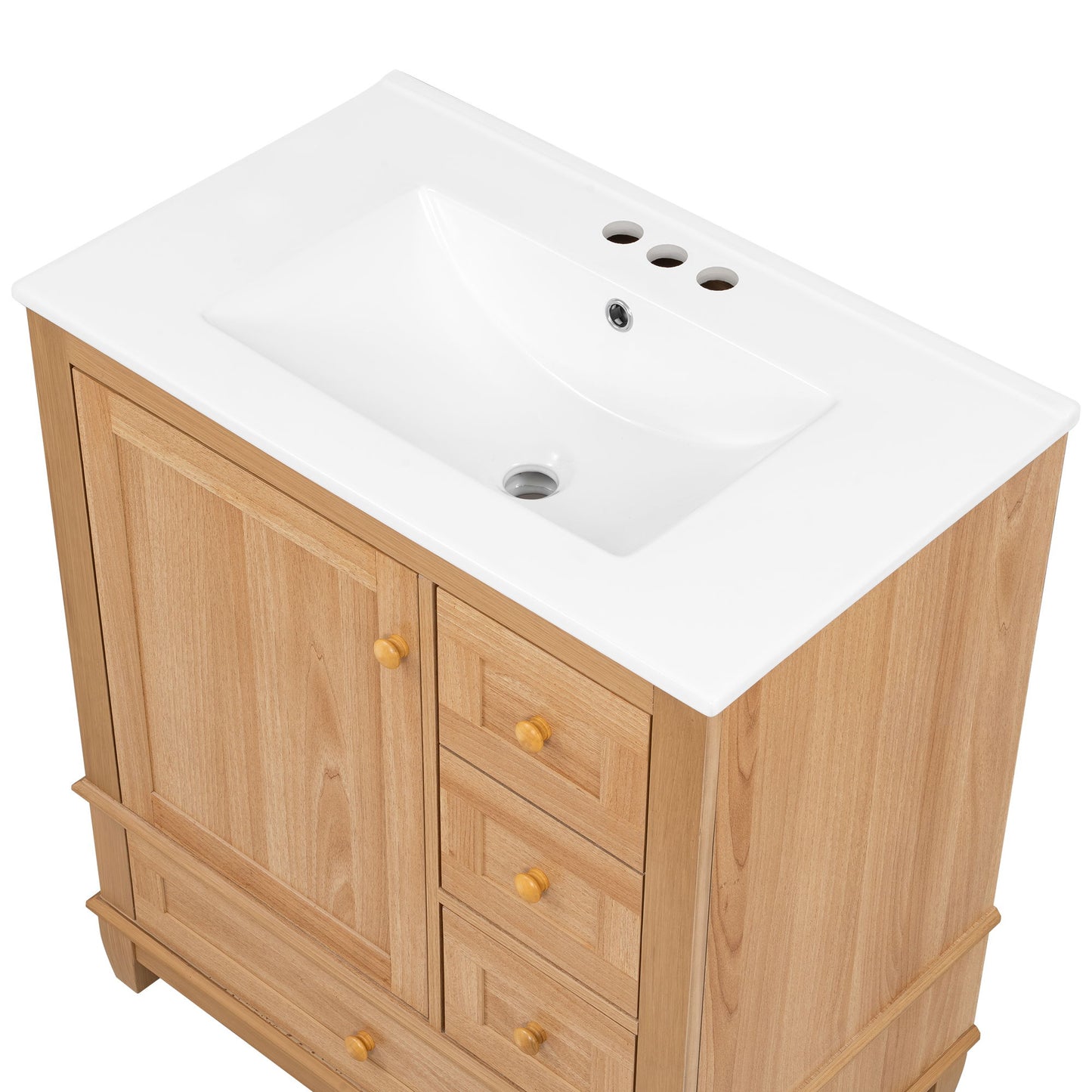 Freestanding Bathroom Vanity With Sink, Soft Close Doors & Drawers, Ample Storage - Wood