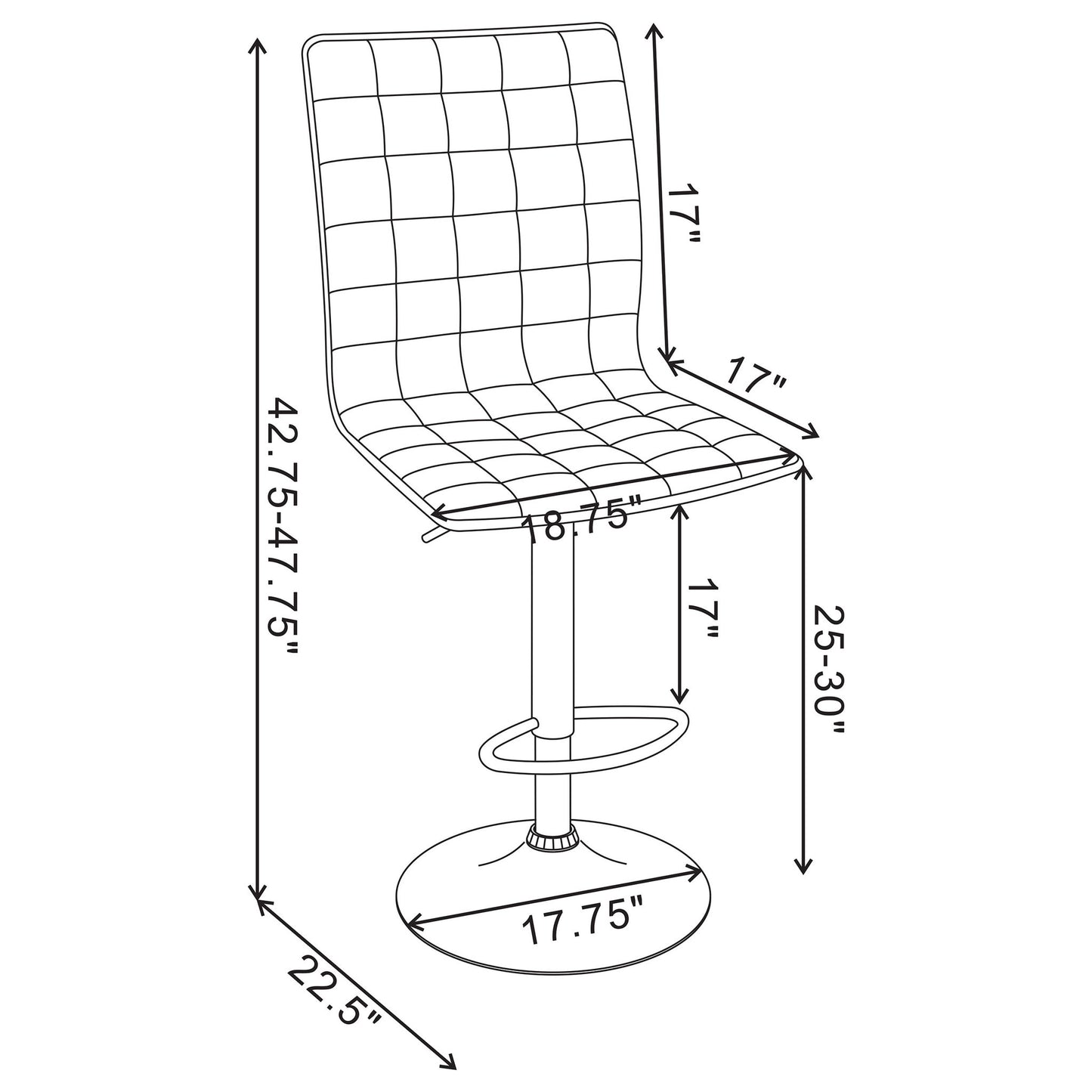 Waffle - Adjustable Bar Stool (Set of 2) - Black