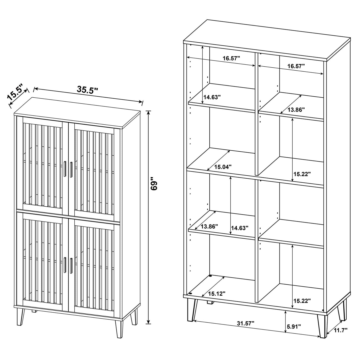 Sakai - 4 Door Tall Accent Cabinet With Slatted Doors - Brown