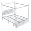 Queen Size Canopy Platform Bed With Upholstered Headboard And 2 Storage Drawers - White
