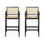 Modern Minimalist Bar Stool With Cane Seat - Black / Natural