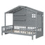 House Bed With Shelves, Window And Sparkling Light Strip On The Roof