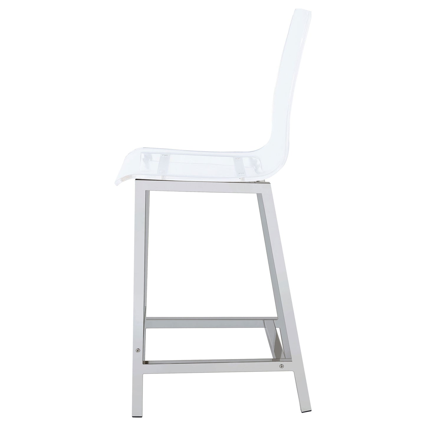 Counter Height Stools With Curved Back Design (Set of 2) - Clear